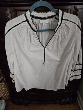 J. Jill White Blouse with Black Trim